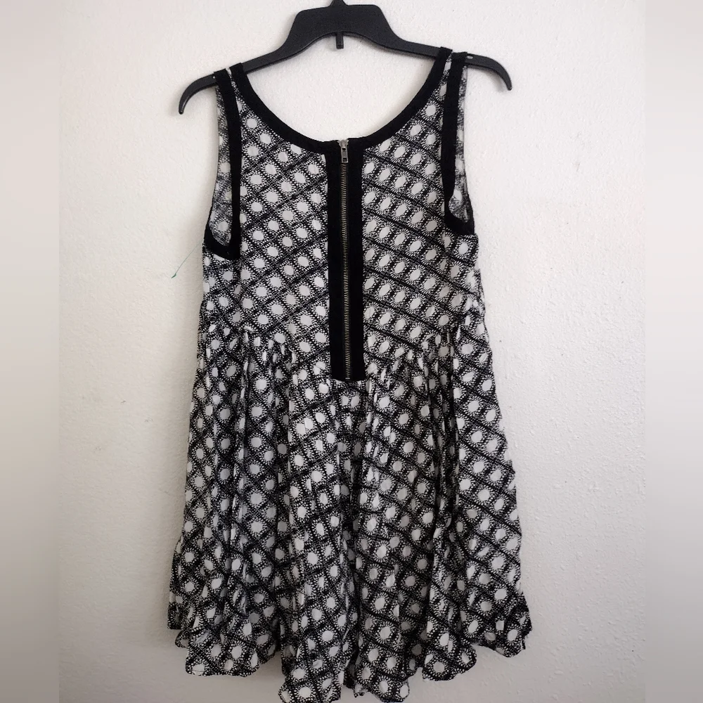 Free People Black White Sleeveless Molly Dot Swing Tunic Mini Dress